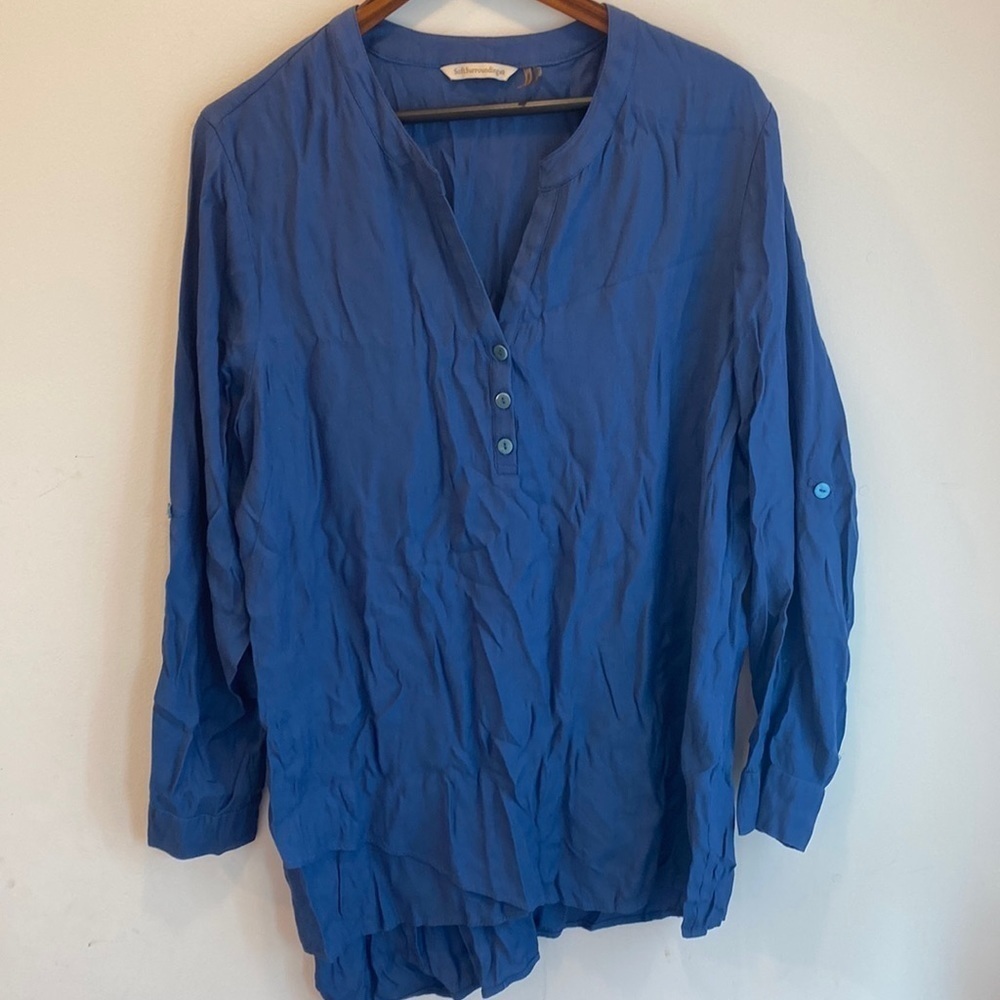 Soft Surroundings Navy Asymmetrical blouse